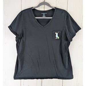 Croft Barrow‎ Intimates Plus Size XXL Womens Black Logo Short Sleeve Top
